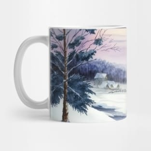 Chritsmas Snow Winter Watercolor Landscapes series 3 Mug